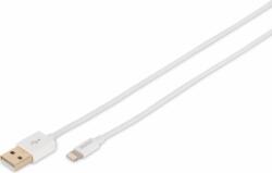 ASSMANN DB-600106-010-W Lightning apa - USB-A apa Adat- és töltőkábel 1m - Fehér (DB-600106-010-W)