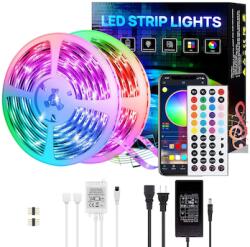 VIELLAN Hiegreen RGB LED szalag készlet, 30m (2 x 15 m), APP/Bluetooth/Távirányító, Zene szinkronizálás, 12V, Többszínű (HiegreenDD05)