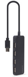 Gembird 4-portos USB2.0 Type-C HUB Black