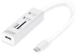 ASSMANN USB Type-C OTG 3-Port HUB + Card Reader White