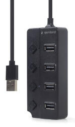 Gembird 4-port USB2.0 HUB with Switches Black