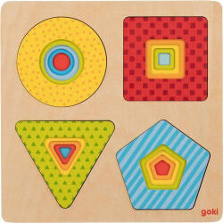 Goki Réteg puzzle: Geometriai formák - Fa kirakó játék (57705)