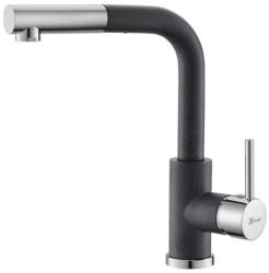 Metalac - Xgranit LUX S Metalac Xgranit Mosogató Csaptelep - Kihúzható, Szemcsés Fekete (T03812)
