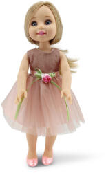 Moni Játékbaba 38 cm-es hajasbaba, szőke, tüll szoknya, fésűvel - Barackvirág