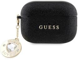 GUESS GUAP2PGEHCDK tok AirPods Pro 2-höz - fekete Fixed Glitter Heart Diamond Charm
