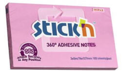 STICK N Öntapadó jegyzettömb, 76x127 mm, 100 lap, STICK N „360°, rózsaszín (SN21558) - onlinepapirbolt