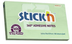 STICK N Öntapadó jegyzettömb, 76x127 mm, 100 lap, STICK N „360°, zöld (SN21556) - onlinepapirbolt