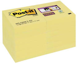 3M Öntapadó jegyzettömb csomag, 48x48 mm, 12x90 lap, 3M POSTIT "Super Sticky", sárga (LP62212SSCYEU) - onlinepapirbolt
