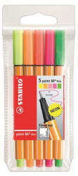 STABILO Tűfilc készlet, 0, 4 mm, STABILO "Point 88 Mini Neon", 5 különböző szín (TST688051) - onlinepapirbolt