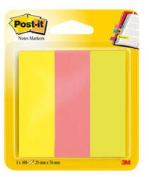 3M Jelölőcímke, papír, 3x100 lap, 25x76 mm, 3M POSTIT, vegyes neon színek (LP72769) - onlinepapirbolt