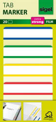 Sigel Jelölőcímke, megerősített, fehér szélű, 50x38 mm, 4x5 db, SIGEL, vegyes színek (SHN202) - onlinepapirbolt