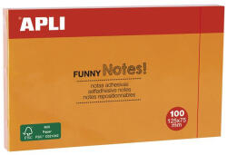 APLI Öntapadó jegyzettömb, 125x75 mm, 100 lap, APLI "Funny", narancssárga (LNP15005) - onlinepapirbolt