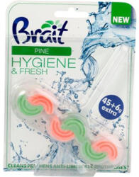 WC tisztító blokk, 2 fázisú, 3x45 g, "Brait Hygiene and fresh", fenyő (KHT1046)