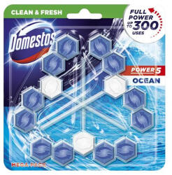 Domestos WC frissítő blokk, 3 db-os, DOMESTOS "Power 5", óceán (KHT840) - onlinepapirbolt
