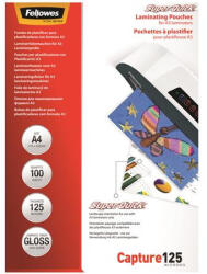 Fellowes Meleglamináló fólia, 125 mikron, A4, SuperQuick, fényes, 100 db, FELLOWES (IFW54401) - onlinepapirbolt