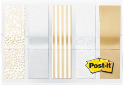 3M Jelölőcímke, műanyag, 5x20 lap, 11, 9x43, 2 mm, 3M POSTIT, fémes nyomatok (LPJ6810) - onlinepapirbolt