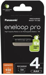 Panasonic Tölthető elem, AAA mikro, 4x930 mAh Ni-MH, PANASONIC "Eneloop Pro (ELAKU21) - onlinepapirbolt