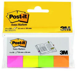 3M Jelölőcímke, papír, 4x50 lap, 20x38 mm, 3M POSTIT, neon vegyes (LP6704N) - onlinepapirbolt