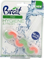 WC tisztító blokk, 2 fázisú, 45 g, "Brait Hygiene and fresh", fenyő (KHT922)