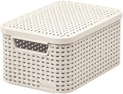 Keter Rattan hatású kosár tetővel, 6l, törtfehér, CURVER "Style S (CSCR7BT) - onlinepapirbolt