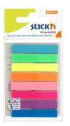 STICK N Jelölőcímke, műanyag, 8x20 lap, 45x8mm, STICK N, neon színek (SN21401) - onlinepapirbolt