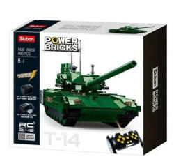 Sluban Power Bricks - RC T-14 Armata távirányítós harckocsi építőjáték készlet (M38-B0850) - pepita