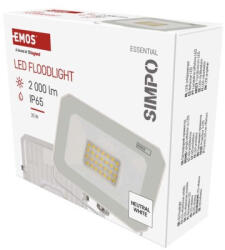 EMOS LED reflektor SIMPO 20W, fehér, IP65, 2000 lm, természetes fehér (ZS2223W) - mione