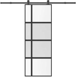 vidaXL tolóajtó vasalatokkal 76x205 cm edzett üveg&Alumínium (3333034)
