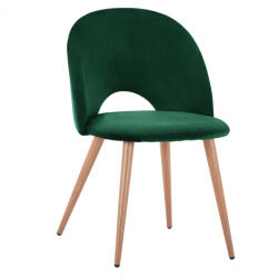 Scaun Sadie din catifea, picioare metalice, nuanta verde/natur, 52x49.5x77 cm (HM8544.03)