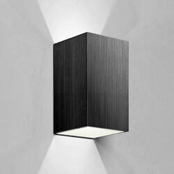  Kültéri fali LED lámpa 12W szálcsiszolt fekete IP65 vízálló 6000K hideg fényű (1003-6-BRUSHED-BLACK-6000K)