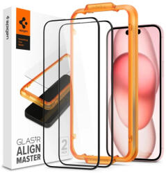 Spigen iPhone 15 Plus Kijelzővédő Üvegfólia - Spigen Glas. tR AlignMaster Full Cover x 2 db (AGL06886)