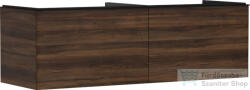 Hansgrohe XELU Q 156x57 cm-es 2 fiókos fali szekrény pulthoz, matt fekete fogantyúval, sötét dió 54073670 (54073670)