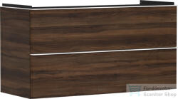 Hansgrohe XELU Q 118x49, 5 cm-es 2 fiókos fali szekrény matt fehér fogantyúval, sötét dió 54038700 (54038700)