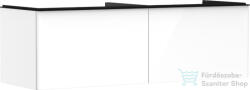 Hansgrohe XELU Q 156x57 cm-es 2 fiókos fali szekrény pulthoz, matt fekete fogantyúval, fényes fehér 54070670 (54070670)