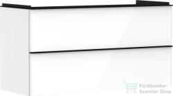Hansgrohe XELU Q 118x49, 5 cm-es 2 fiókos fali szekrény matt fekete fogantyúval, fényes fehér 54035670 (54035670)