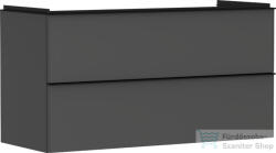 Hansgrohe XELU Q 118x49, 5 cm-es 2 fiókos fali szekrény matt fekete fogantyúval, matt gyémántszürke 54036670 (54036670)
