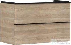Hansgrohe XELU Q 98x49, 5 cm-es 2 fiókos fali szekrény matt fekete fogantyúval, természetes tölgy 54033670 (54033670)