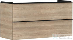 Hansgrohe XELU Q 118x49, 5 cm-es 2 fiókos fali szekrény matt fekete fogantyúval, természetes tölgy 54037670 (54037670)