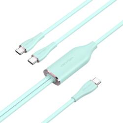 Vention USB-C 2.0/M -> 2*USB-C/M, (5A, szilikon, zöld), 1, 5m, kábel (CTMGG) - digital24