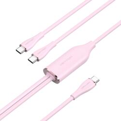 Vention USB-C 2.0/M -> 2*USB-C/M, (5A, szilikon, pink), 1, 5m, kábel (CTMPG) - digital24