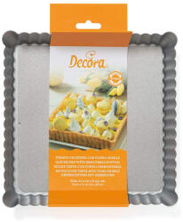 Decora Tava Tarta cu Margini Festonate si Baza Detasabila, 21 x 21 x H 3.5 cm, Otel Antiaderent (70025)