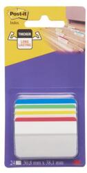3M Jelölőcímke, műanyag, megerősített, döntött, 4×6 lap, 50, 8×38, 1 mm, 3M POSTIT, vegyes színek (LPJ686A1)
