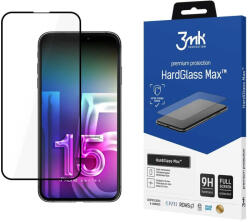3mk Protection HardGlass Max iPhone 15 6.1" teljes képernyős ujjlenyomamentes edzett üvegfólia, fekete