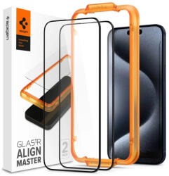 Spigen Alm Glass FC iPhone 15 Pro 6.1" iPhone 15 Pro 6.1" 2 db edzett üvegfólia, fekete keret