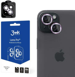 3mk Protection Lens Protection Pro iPhone 15 Plus 6.7" kamera védőfólia rögzítőkerettel 1db, rózsaszín