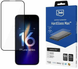 3mk Protection HardGlass Max iPhone 16 Plus teljes képernyős ujjlenyomamentes edzett üvegfólia, fekete