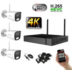 Monitorrs Security - Wifi IP 4K kamerarendszer 3 kamerával 8 Mpix. - 6125k3