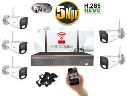 Monitorrs Security - Wifi IP kamerarendszer 5 kamerával 5 Mpix - 6121K5