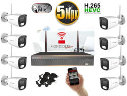 Monitorrs Security - Wifi IP kamerarendszer 8 kamerával 5 Mpix - 6121K8