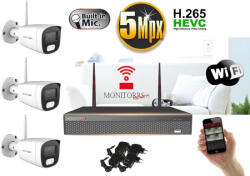 Monitorrs Security - Wifi IP kamerarendszer 3 kamerával 5 Mpix - 6121K3
